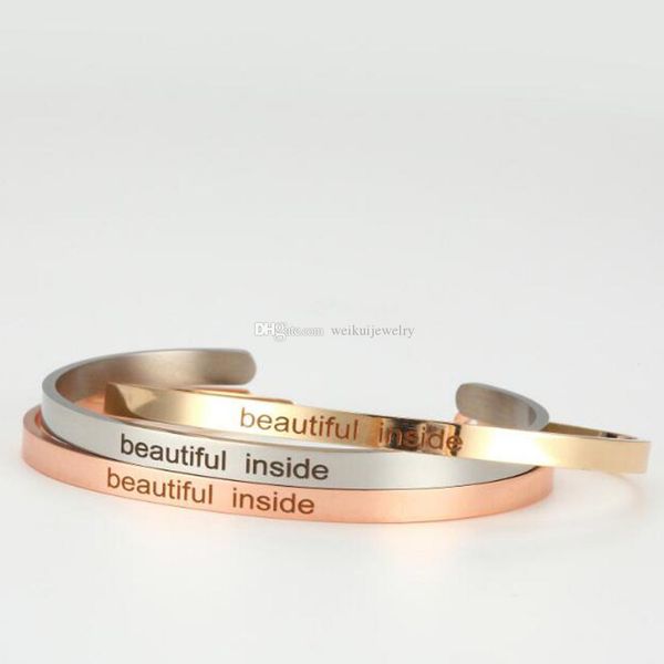 3 colors stainless steel silver inspirational cuff bangle personalized bracelets engraving beautiful in side for women gift, White
3 colors stainless steel silver inspirational cuff bangle personalized bracelets engraving beautiful in side for women gift, White