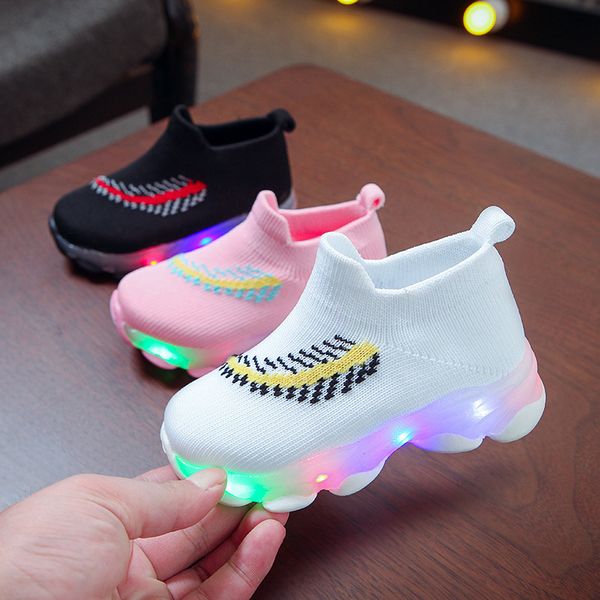 children's lighting shoes baby's knitted mesh breathable soft sole boys and girls shining children's shoes with lights shinin, Black
children's lighting shoes baby's knitted mesh breathable soft sole boys and girls shining children's shoes with lights shinin, Black