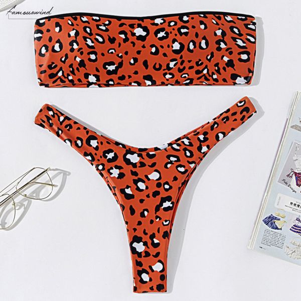 high cut leopard thong bikini 2020 bandeau swimsuit women swimwear female brazilian bikini set push up bathing suit, White;black