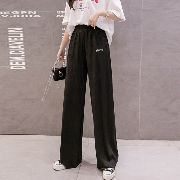 high waist pants women korean style loose casual pants new 2020 summer elastic waist drape straight trousers, Black;white
high waist pants women korean style loose casual pants new 2020 summer elastic waist drape straight trousers, Black;white