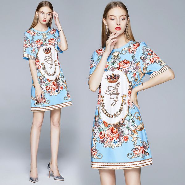 new summer runway vintage floral print round crew neck short sleeve women ladies casual party a-line stylish mini shift dress, Black;gray
new summer runway vintage floral print round crew neck short sleeve women ladies casual party a-line stylish mini shift dress, Black;gray