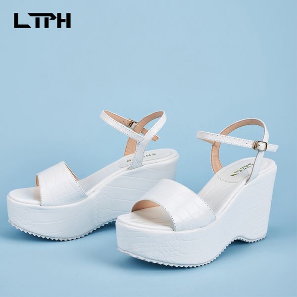 lpth 2020 summer new arrival solid color round head wedges heel women sandals word button fashion increase thick bottom pu shoes, Black
lpth 2020 summer new arrival solid color round head wedges heel women sandals word button fashion increase thick bottom pu shoes, Black
