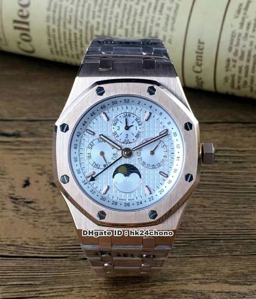 19 styles 41mm perpetual calendar automatic mens watch 26574or.oo.1220or.01 white dial rose gold bracelet gents sport watches, Slivery;brown
19 styles 41mm perpetual calendar automatic mens watch 26574or.oo.1220or.01 white dial rose gold bracelet gents sport watches, Slivery;brown