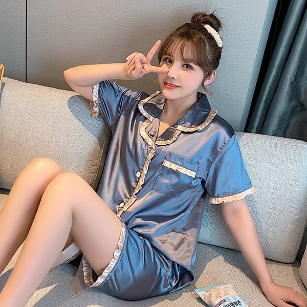 cybty ins clothes simulation home clothing ice silk pajamas female summer short sleeves korean style student sweet princess style home cloth, Blue;red
cybty ins clothes simulation home clothing ice silk pajamas female summer short sleeves korean style student sweet princess style home cloth, Blue;red