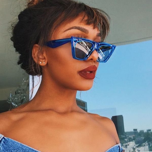 cat eye square sunglasses women fashion flat clear blue shades men vintage eyewear uv400, White;black
cat eye square sunglasses women fashion flat clear blue shades men vintage eyewear uv400, White;black