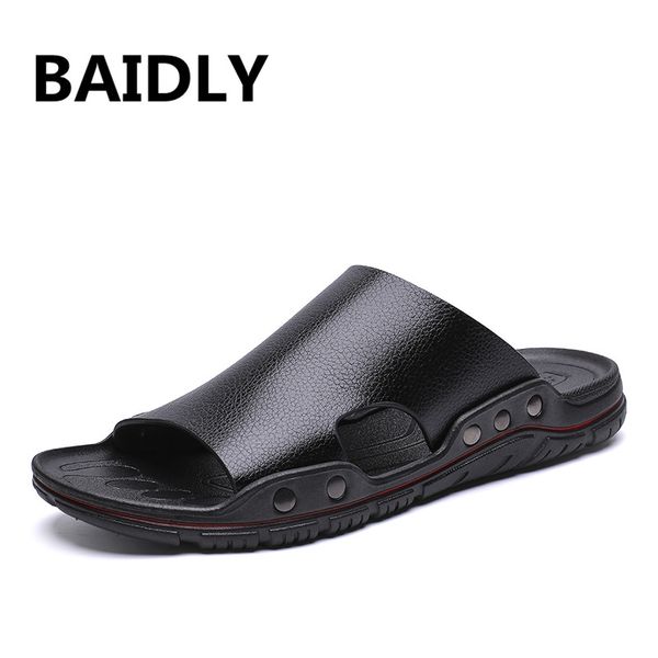new men's fashion leather flip flops leather slippers summer fashion beach slippers sandals men's large size shoes, Black
new men's fashion leather flip flops leather slippers summer fashion beach slippers sandals men's large size shoes, Black