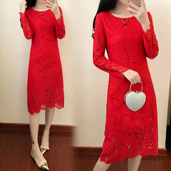 new women casual basic spring autumn lace dress long sleeve hollow out dresses plus size, Black;gray
new women casual basic spring autumn lace dress long sleeve hollow out dresses plus size, Black;gray