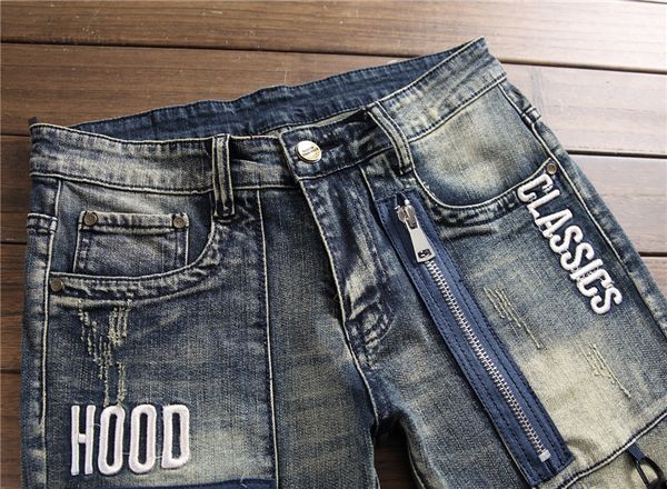 new fashion vintage moto biker jeans men hip hop streetwear ripped denim pants trousers zipper male slim fit clothes, Blue
new fashion vintage moto biker jeans men hip hop streetwear ripped denim pants trousers zipper male slim fit clothes, Blue