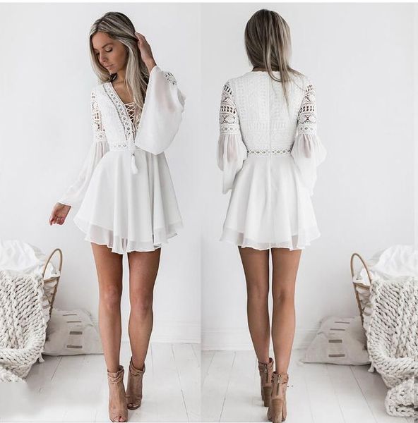 hollow out chiffon dress women mini dress cross bandage lace semi-sheer plunge v-neck long sleeve black/white, Black;gray
hollow out chiffon dress women mini dress cross bandage lace semi-sheer plunge v-neck long sleeve black/white, Black;gray