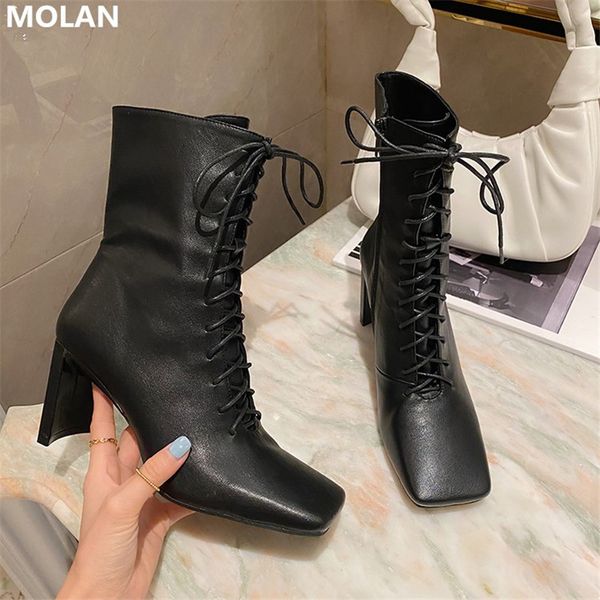 molan brand design good leather square toe 2020 autumn korean fashion lace-up high heels 7cm square toe boots women party casual, Black
molan brand design good leather square toe 2020 autumn korean fashion lace-up high heels 7cm square toe boots women party casual, Black