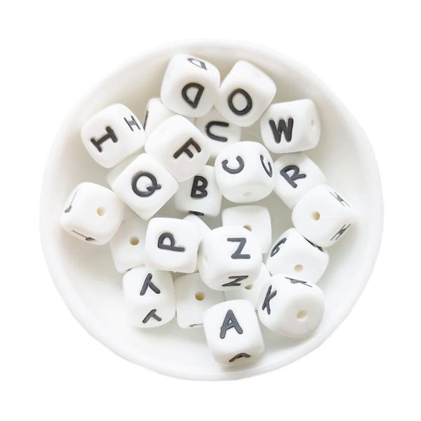 100/200/500/1000pc Silicone Alphabet Beads 10mm English Letters Silicone Teether Beads Bpa Baby Teething Chain Nursing Toys