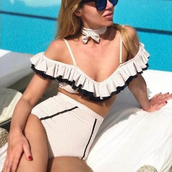 womens swimming suit bikini swimsuit women ruffles bikini push up pad swimwear dot print swimsuit beachwear set, White;black
womens swimming suit bikini swimsuit women ruffles bikini push up pad swimwear dot print swimsuit beachwear set, White;black