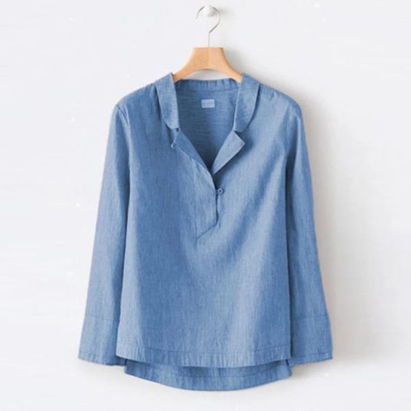 fashion shirts women casual solid buttons stand collar long sleeves blouse female cotton linen dress casual blouses, White
fashion shirts women casual solid buttons stand collar long sleeves blouse female cotton linen dress casual blouses, White