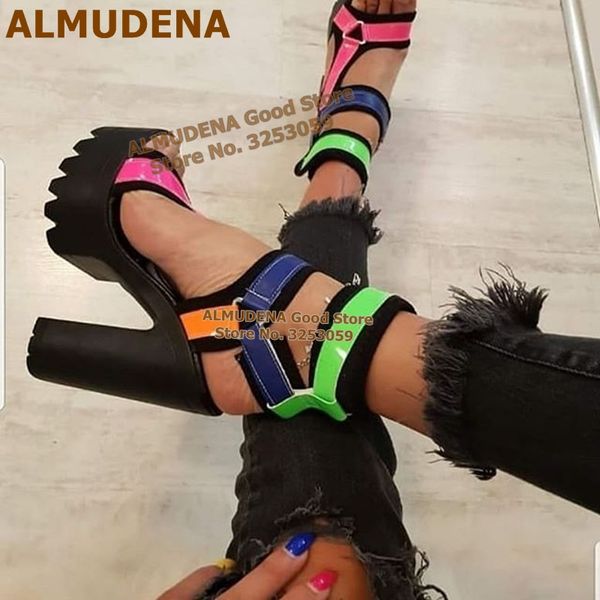 almudena chunky heel sandals color patchwork buckle strap dress shoes triangle metal decorated pumps platform cage shoes, Black
almudena chunky heel sandals color patchwork buckle strap dress shoes triangle metal decorated pumps platform cage shoes, Black