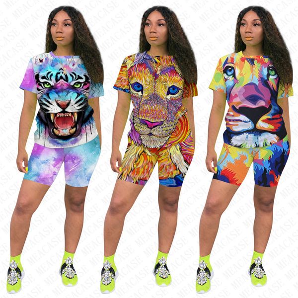 women tiger lion animal print outfits designer t-shirts + shorts 2pcs sets tracksuit summer tee short pants jogging suit clubwear d7711, White
women tiger lion animal print outfits designer t-shirts + shorts 2pcs sets tracksuit summer tee short pants jogging suit clubwear d7711, White
