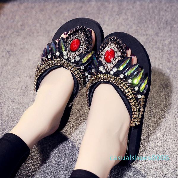 retro ladies slippers summer flowers slippers retro wild beach sandals and herringbone women c06, Black
retro ladies slippers summer flowers slippers retro wild beach sandals and herringbone women c06, Black