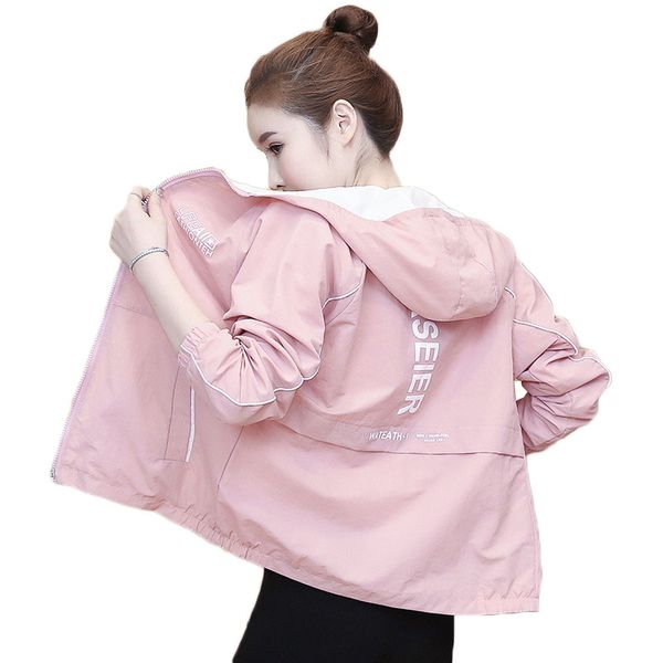 women spring autumn hooede jacket student casual short outerwear zipper windbreaker plus size women coat with lining w2107, Black;brown
women spring autumn hooede jacket student casual short outerwear zipper windbreaker plus size women coat with lining w2107, Black;brown