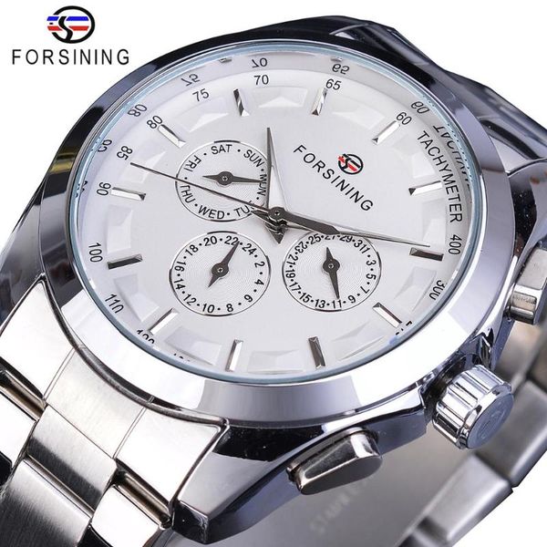 forsining silver white male mechanical watch 3 sub dial luminous hands date stainless steel band man business sport montre homme, Slivery;brown
forsining silver white male mechanical watch 3 sub dial luminous hands date stainless steel band man business sport montre homme, Slivery;brown