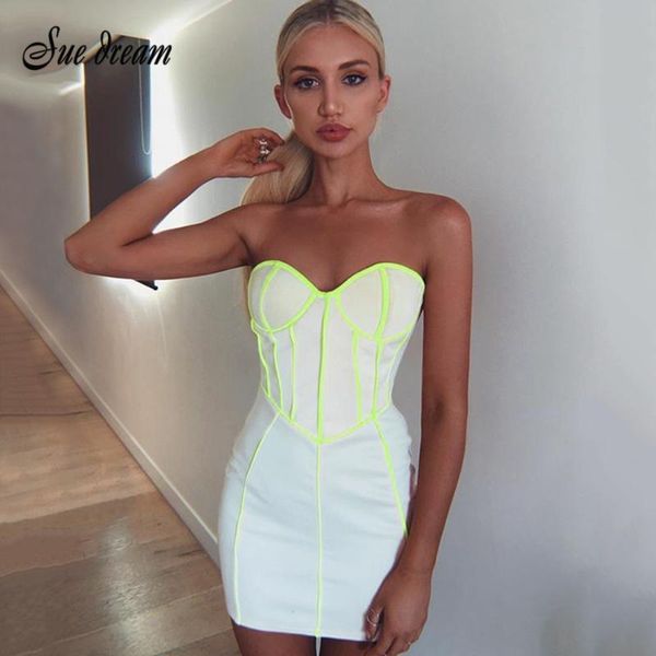 2020 new summer women's sstrapless white patchwork bandage dress bodycon club party mini dress vestidos, Black;gray
2020 new summer women's sstrapless white patchwork bandage dress bodycon club party mini dress vestidos, Black;gray