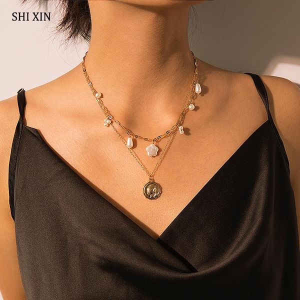 shixin boho multi layer coin pendant necklace for women simple star pearl necklace female decoration on the neck fashion jewelry, Silver
shixin boho multi layer coin pendant necklace for women simple star pearl necklace female decoration on the neck fashion jewelry, Silver