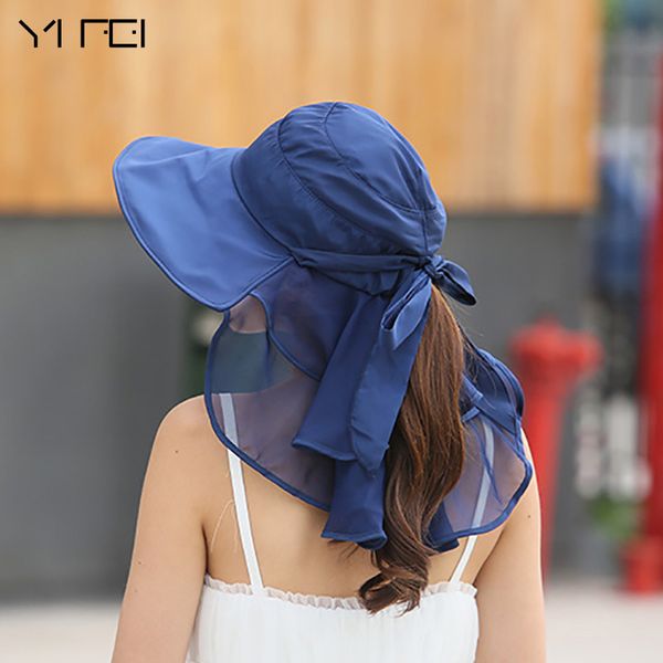 sombreros mujer verano wide brim summer visor caps anti-uv chapeu feminino sun hats with face neck protection for women y200716, Blue;gray
sombreros mujer verano wide brim summer visor caps anti-uv chapeu feminino sun hats with face neck protection for women y200716, Blue;gray