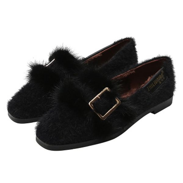 2020 autumn and winter new fashion wild hair shoes women casual plus velvet plus size square head female flat shoes, Black
2020 autumn and winter new fashion wild hair shoes women casual plus velvet plus size square head female flat shoes, Black