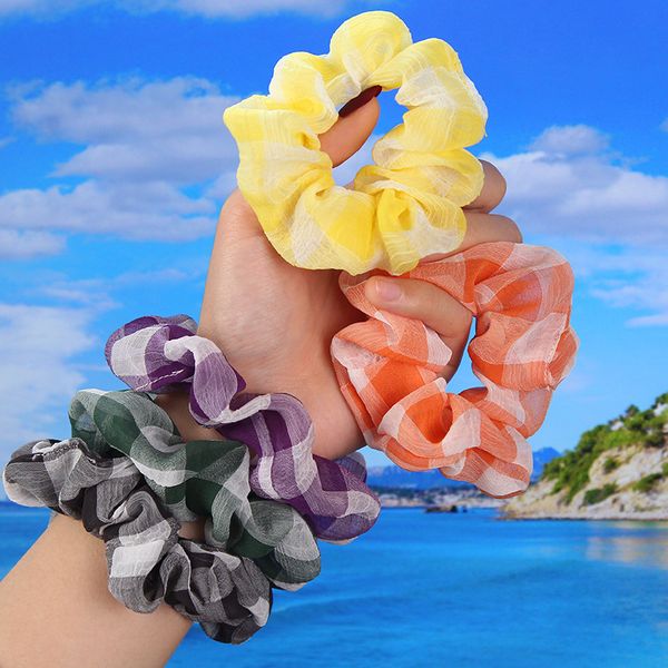 wholesale 10 20 30 pcs organza hair accessories for women plaid headband small daisy headdress