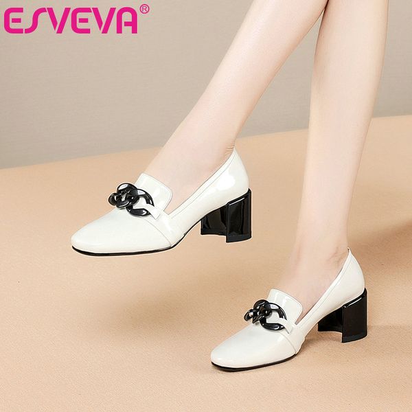 esveva 2021 women pumps shoes patent leather +pu square med heels thick heel round toe solid shoes women casual big size 34-42, Black
esveva 2021 women pumps shoes patent leather +pu square med heels thick heel round toe solid shoes women casual big size 34-42, Black