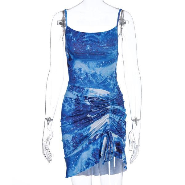 european and american foreign trade explosions 2020 summer womens new printed backless strap dress, White;black
european and american foreign trade explosions 2020 summer womens new printed backless strap dress, White;black