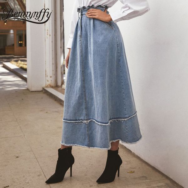 benuynffy autumn winter frill trim high waist denim skirts womens fashion casual ladies streetwear pockets a-line long skirt, Black
benuynffy autumn winter frill trim high waist denim skirts womens fashion casual ladies streetwear pockets a-line long skirt, Black