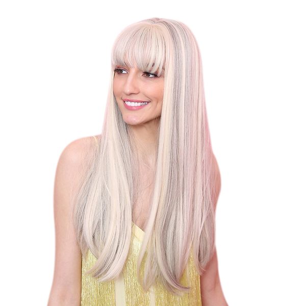 synthetic wigs for women - natural looking long straight with neat bangs, heat resistant replacement wig, 24 inches, Black
synthetic wigs for women - natural looking long straight with neat bangs, heat resistant replacement wig, 24 inches, Black