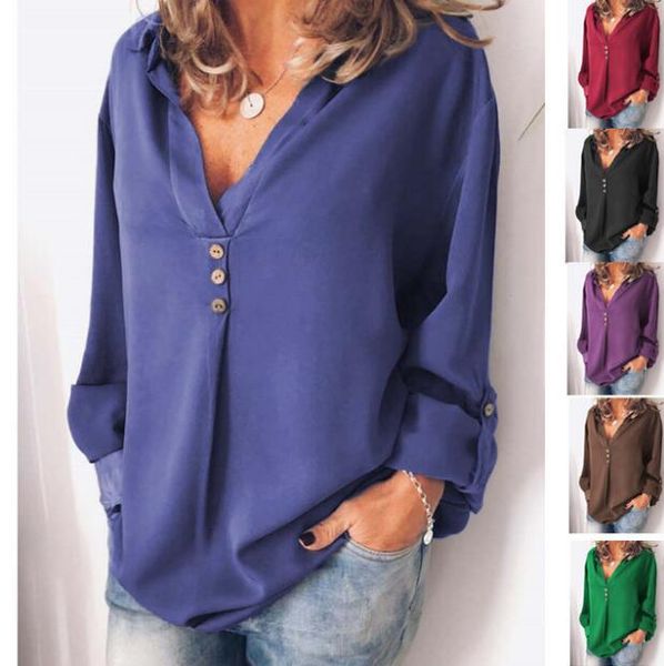 designer shirt autumn female blouse chiffon shirt solid color button buckle sleeve brand large size shirt women, White
designer shirt autumn female blouse chiffon shirt solid color button buckle sleeve brand large size shirt women, White