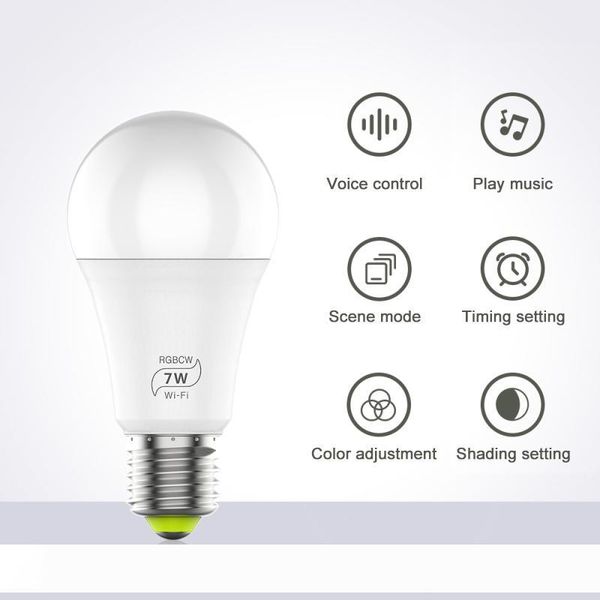 pack sell rgbw smart wifi led light bulb 7w e27 smart home bluetooth lamp color compatible with alexa google home
pack sell rgbw smart wifi led light bulb 7w e27 smart home bluetooth lamp color compatible with alexa google home