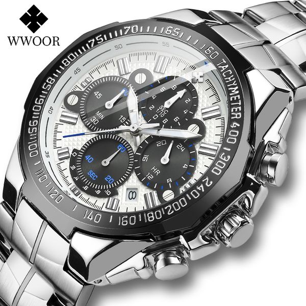 wwoor sport men watches big dial chronograph full steel quartz wristwatch fashion watch men relojes hombre 2020, Slivery;brown
wwoor sport men watches big dial chronograph full steel quartz wristwatch fashion watch men relojes hombre 2020, Slivery;brown