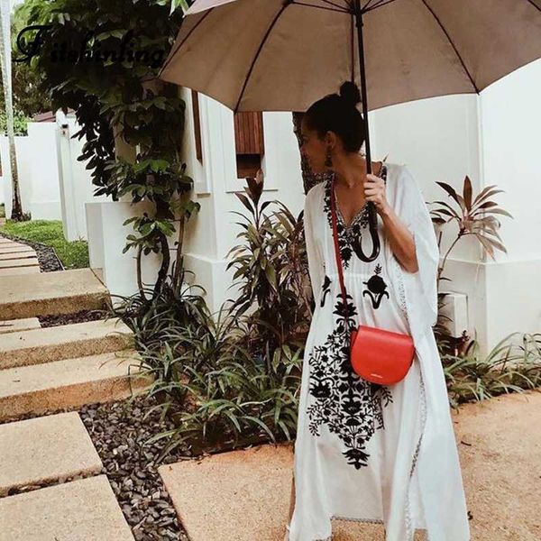 fitshinling embroidery flowers long dress beachwear v neck side slit maxi dresses women batwing sleeve holiday loose kaftan, Black;gray
fitshinling embroidery flowers long dress beachwear v neck side slit maxi dresses women batwing sleeve holiday loose kaftan, Black;gray