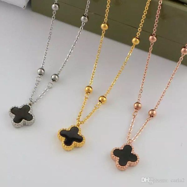 four-leaf clover black and white double-sided plated 18k rose gold bead necklace female korean gold short clavicle chain girl gift, Silver
four-leaf clover black and white double-sided plated 18k rose gold bead necklace female korean gold short clavicle chain girl gift, Silver
