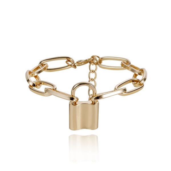 popular nns new fashion luxury designer simple golden link chain padlock charm bracelets for women girls, Golden;silver
popular nns new fashion luxury designer simple golden link chain padlock charm bracelets for women girls, Golden;silver