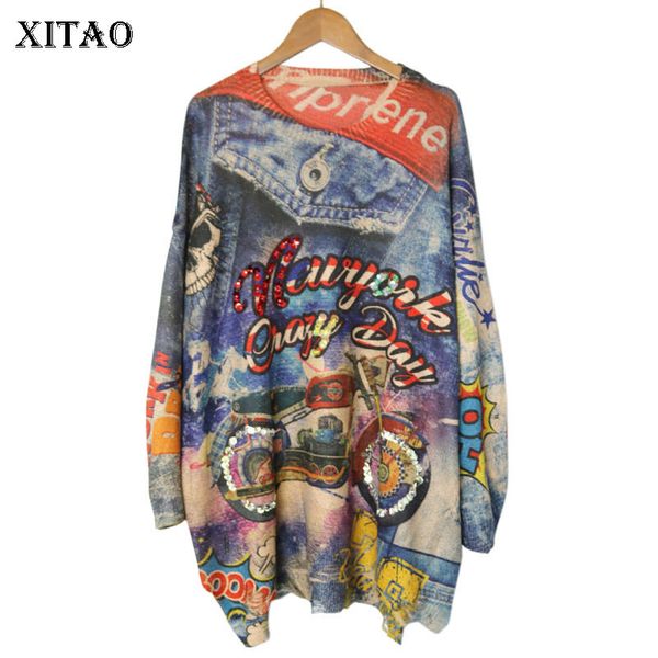 xitao knitted letter pattern pullovers women fashion new 2020 autumn print irregular elegant small fresh minority sweater xj2417, White;black 
xitao knitted letter pattern pullovers women fashion new 2020 autumn print irregular elegant small fresh minority sweater xj2417, White;black