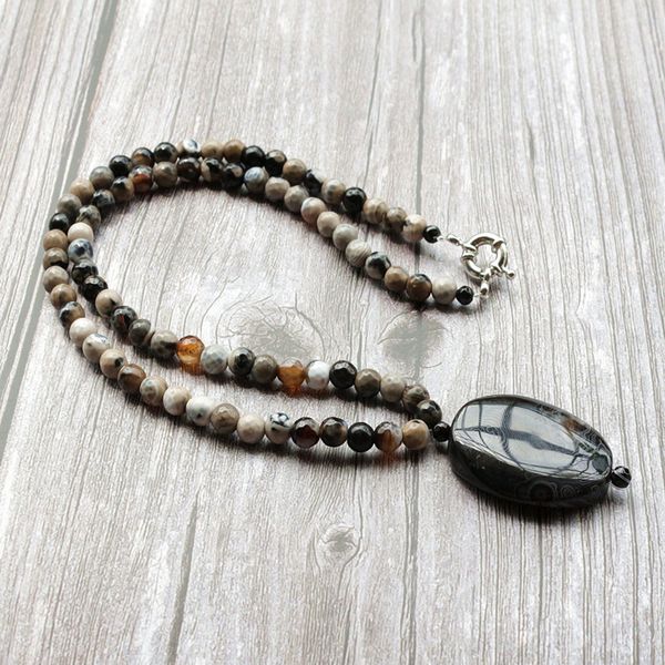 6mm necklace stone beads & stone pendant summer simple collar necklace dropshipping jewelry, Silver
6mm necklace stone beads & stone pendant summer simple collar necklace dropshipping jewelry, Silver