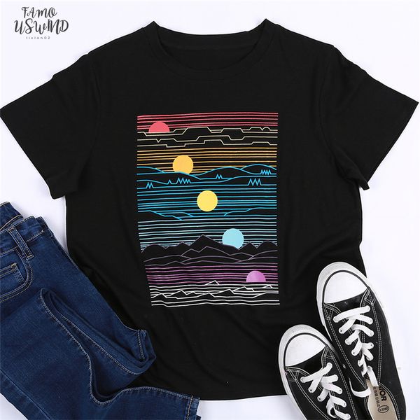 color sunset t shirt women summer 2020 fashion short sleeve t shirt casual o neck tee shirts women clothes female, White 
color sunset t shirt women summer 2020 fashion short sleeve t shirt casual o neck tee shirts women clothes female, White