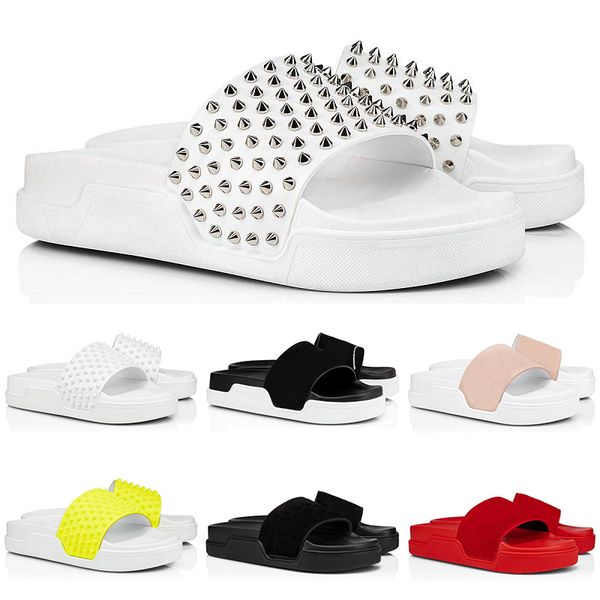 2020 red bottom leather slippers slides flip flops sandals fashion men women red bottom spikes summer mens outdoor sandals, Black
2020 red bottom leather slippers slides flip flops sandals fashion men women red bottom spikes summer mens outdoor sandals, Black