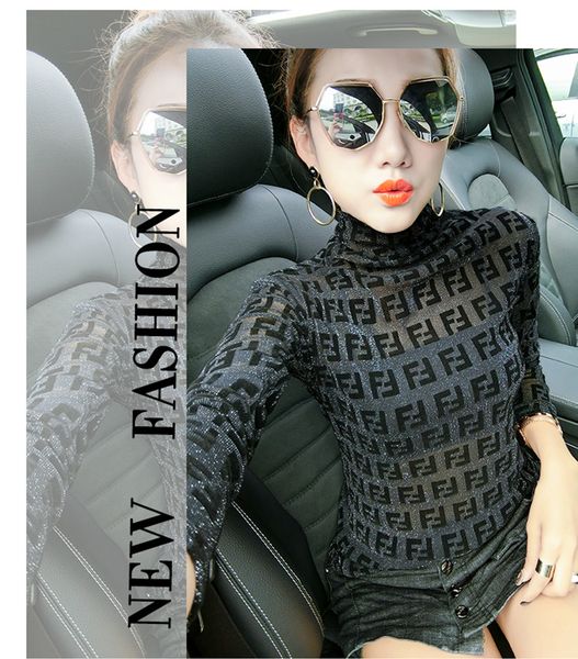 womens designer t shirts double f letter turtleneck bottoming t shirt classic women gold and silver stretch mesh thin bottoming shirt, White
womens designer t shirts double f letter turtleneck bottoming t shirt classic women gold and silver stretch mesh thin bottoming shirt, White