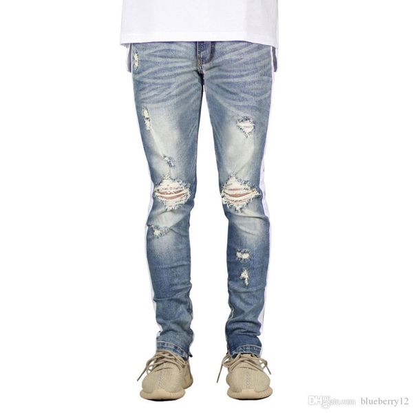 new mens hip hop ripped jeans fashion destroyed hole skinny biker jeans white stripe stitching zipper black blue denim pants asian size
new mens hip hop ripped jeans fashion destroyed hole skinny biker jeans white stripe stitching zipper black blue denim pants asian size