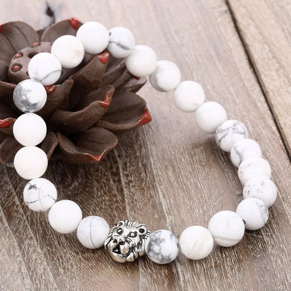 8mm natural white turquoise beads lion headyoga bracelet,healing reiki prayer balance buddha beads bracelet, Black
8mm natural white turquoise beads lion headyoga bracelet,healing reiki prayer balance buddha beads bracelet, Black
