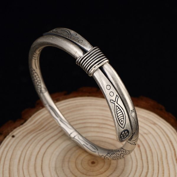 990 silver bracelet women cuff bracelets bangle expandable vintage buddhism jewelry armbanden voor vrouwen, Black
990 silver bracelet women cuff bracelets bangle expandable vintage buddhism jewelry armbanden voor vrouwen, Black