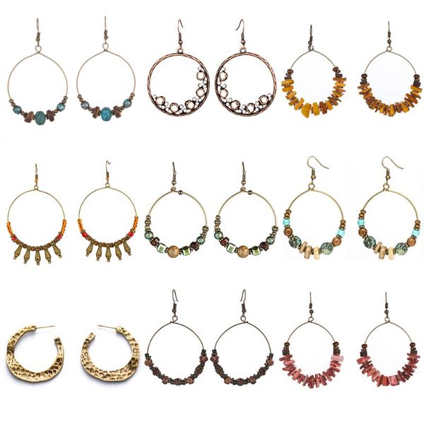 new vintage jewelry earring antique big round circle golden drop earrings for women gifts crystal shells wooden beads earings, Silver
new vintage jewelry earring antique big round circle golden drop earrings for women gifts crystal shells wooden beads earings, Silver