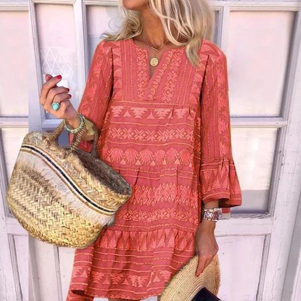 women casual dress geometry printing long sleeve flare sleeve boho dress summer sundress ruched mini robe femme vestido, Black;gray
women casual dress geometry printing long sleeve flare sleeve boho dress summer sundress ruched mini robe femme vestido, Black;gray