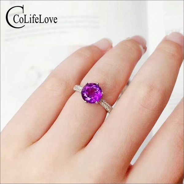 colife jewelry simple design silver gemstone ring for party 6mm natural amethyst ring 925 silver amethyst jewelry
colife jewelry simple design silver gemstone ring for party 6mm natural amethyst ring 925 silver amethyst jewelry