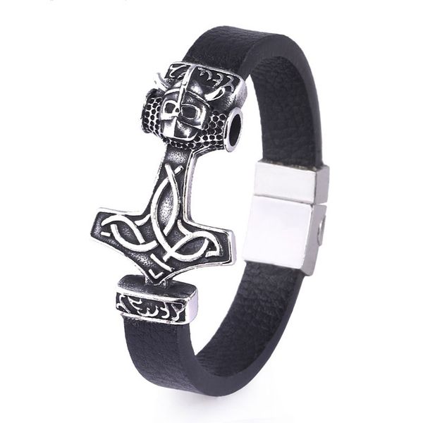 nostalgia nordic thor hammer mjolnir stainless steel odin wolf head vikings accessories magnetic viking bracelet men leather, Black
nostalgia nordic thor hammer mjolnir stainless steel odin wolf head vikings accessories magnetic viking bracelet men leather, Black