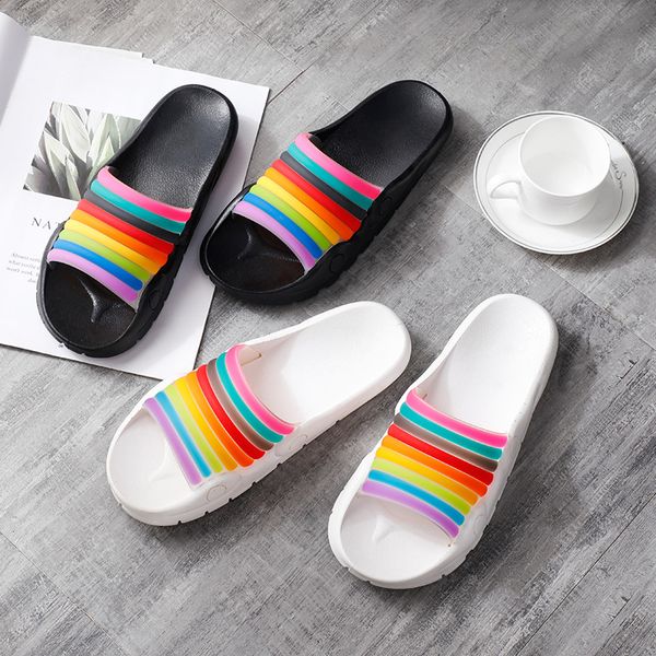 2020 new indoor rainbow lady slippers massage soft soles beach shoes summer home men's and women's non-slip platform sandals, Black
2020 new indoor rainbow lady slippers massage soft soles beach shoes summer home men's and women's non-slip platform sandals, Black